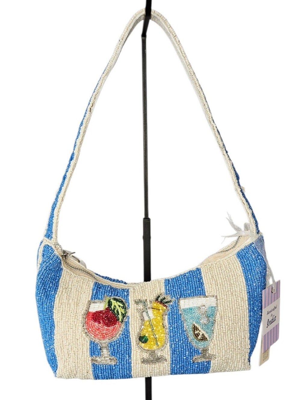 NWT Viral Beaded Cocktail Shoulder Bag with Matching Beaded Cocktail Purse Charm - Picture 3 of 16